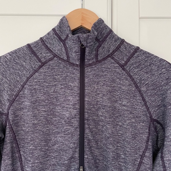 Lululemon Race Your Pace 1/2 Zip Heathered Black Grape, Size 8 - Picture 3 of 10